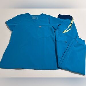 Aqua blue figs scrub set